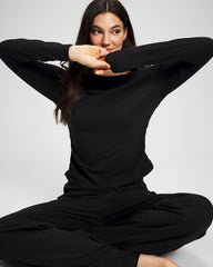 BLACK - Ruched Long Sleeve Pajama Tee | Soma