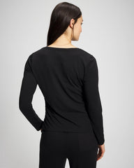 BLACK - Ruched Long Sleeve Pajama Tee | Soma