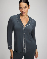PETROL - Long-Sleeve Notch Collar Pajama Top | Soma