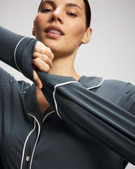 PETROL - Long-Sleeve Notch Collar Pajama Top | Soma