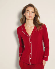 PAINT THE TOWN RED - Long-Sleeve Notch Collar Pajama Top | Soma