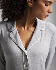 HEATHER OPAL GRAY - Long-Sleeve Notch Collar Pajama Top | Soma
