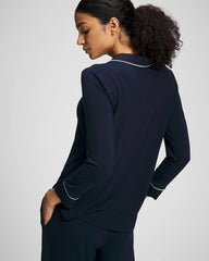NIGHTFALL NAVY - Long-Sleeve Notch Collar Pajama Top | Soma