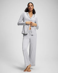 HEATHER OPAL GRAY - Solid Piped Pajama Pants | Soma
