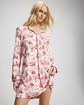 ENCHANTED TOILE CHAMPAGNE - Piped Long-Sleeve Sleepshirt | Soma
