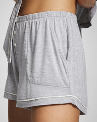 HEATHER OPAL GRAY - Solid Piped Pajama Shorts | Soma