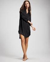 SILVER DEW DROP/BLACK - Long-Sleeve Sleep Shirt | Soma