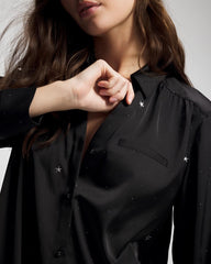 SILVER DEW DROP/BLACK - Long-Sleeve Sleep Shirt | Soma