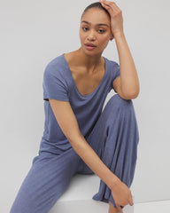 HEATHER DUSK - Lightweight Rib Knit Short Sleeve Pajama Tee | Soma