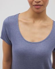 HEATHER DUSK - Lightweight Rib Knit Short Sleeve Pajama Tee | Soma