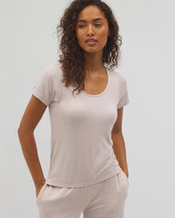 HEATHER BARELY THERE - Lightweight Rib Knit Short Sleeve Pajama Tee | Soma