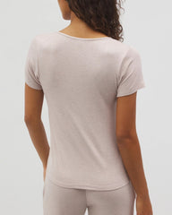 HEATHER BARELY THERE - Lightweight Rib Knit Short Sleeve Pajama Tee | Soma