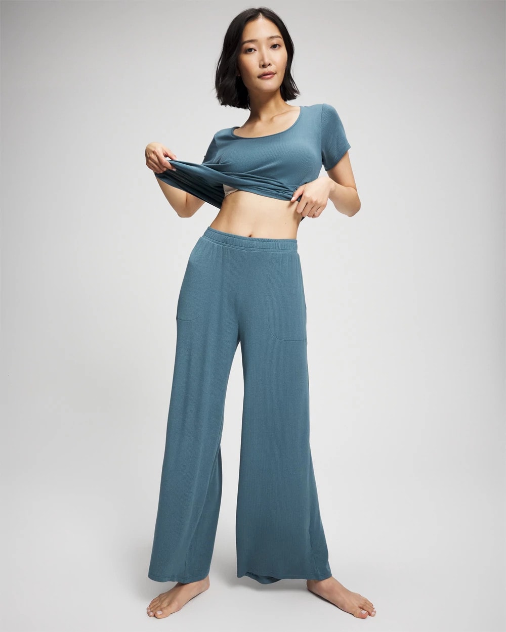 TAPESTRY - Lightweight Rib Knit Wide Leg Pajama Pants | Soma