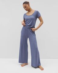 HEATHER DUSK - Lightweight Rib Knit Wide Leg Pajama Pants | Soma