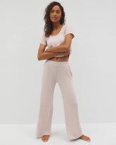 HEATHER BARELY THERE - Lightweight Rib Knit Wide Leg Pajama Pants | Soma