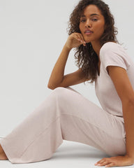 HEATHER BARELY THERE - Lightweight Rib Knit Wide Leg Pajama Pants | Soma