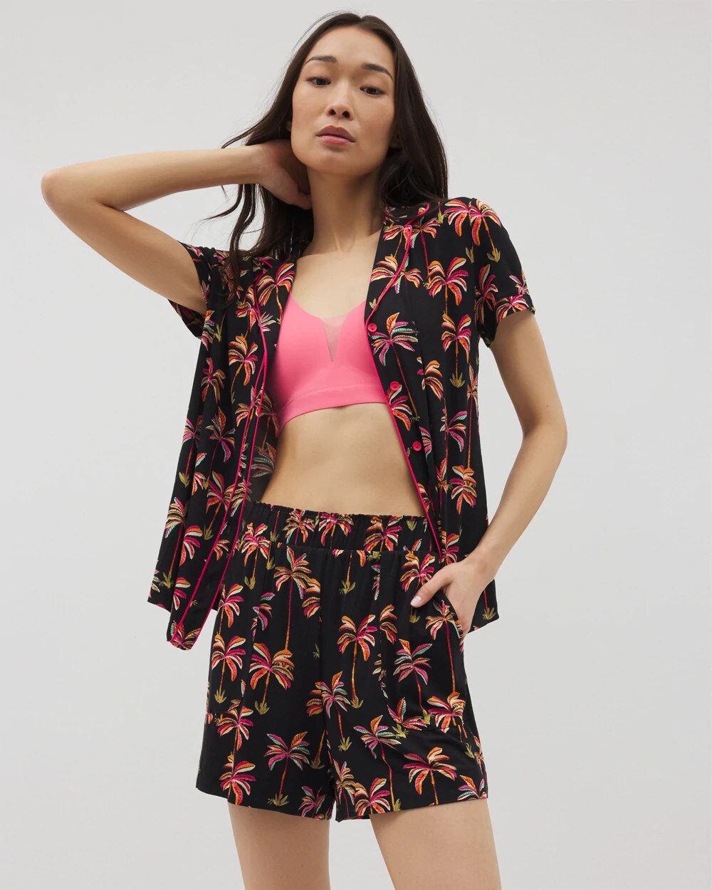 SHAKE YOUR PALM PALMS BLK - Long Pajama Shorts | Soma