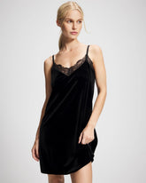 BLACK - Velvet Lace Trim Chemise | Soma
