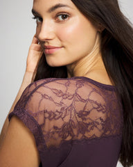 PLUM PERFECT - Short Sleeve Lace Pajama Tee | Soma