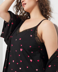 FLOATING HEARTS BDR BLK R - Lace Trim Chemise | Soma