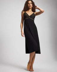 BLACK - Soft Support Lace Midi Nightgown | Soma
