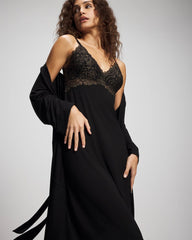 BLACK - Soft Support Lace Midi Nightgown | Soma