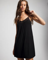 BLACK - Mesh Trim Chemise | Soma