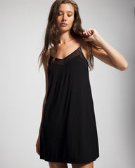 BLACK - Mesh Trim Chemise | Soma