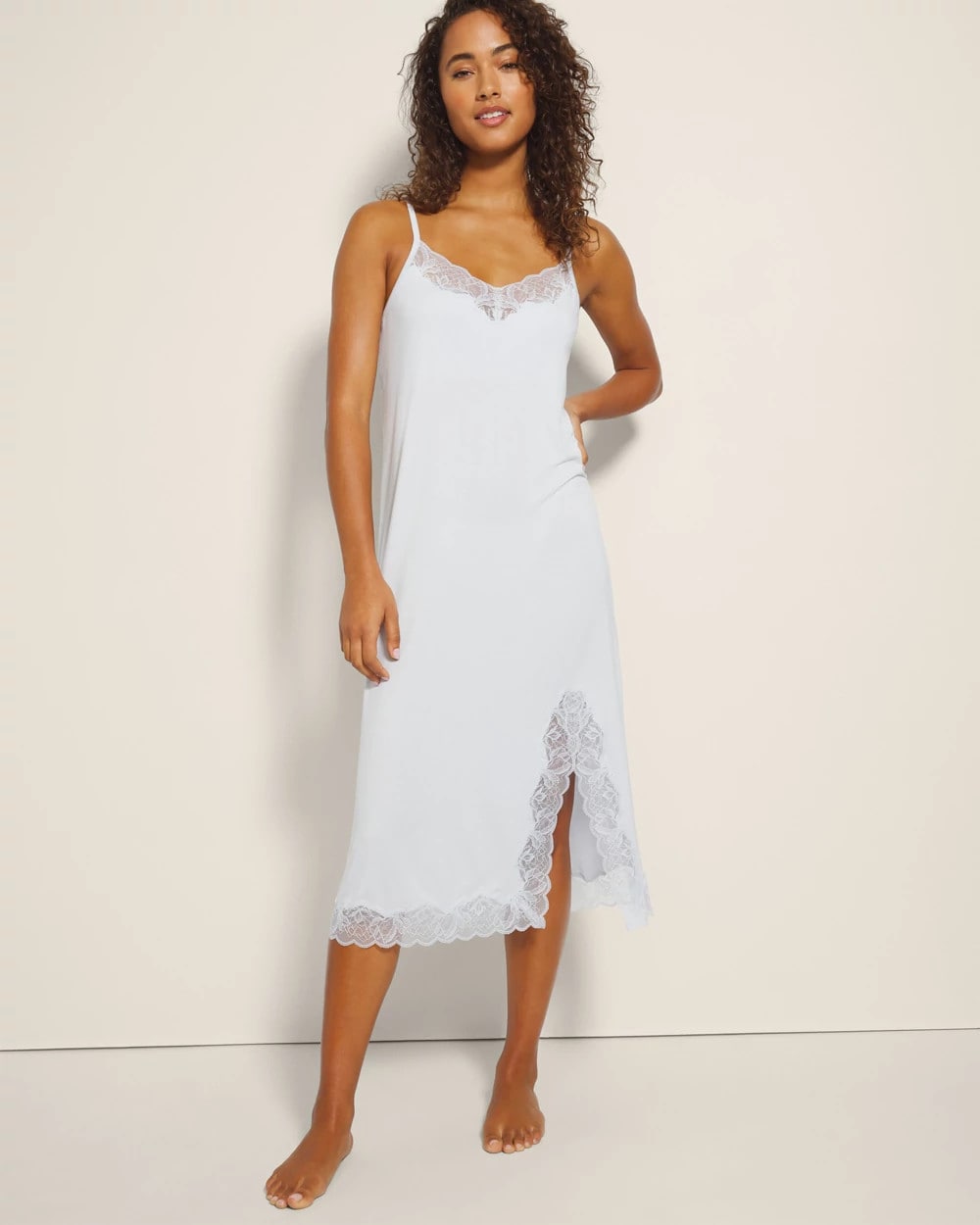 BLUE MIST - Lace-Trim Midi Gown | Soma