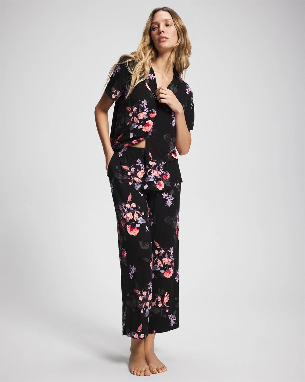 FLORAL DREAMS BLACK - Ankle Pajama Pants | Soma