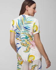 LEMON SQUEEZE GRAND IVORY - Piped Short Sleeve Notch Collar Pajama Top | Soma