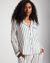 UNWIND STRIPE CHAMPAGNE - Long-Sleeve Notch Collar Pajama Top | Soma