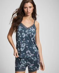 FLORA SHIMMER PETROL - Lace Trim Pajama Cami | Soma