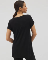 BLACK - Rib Knit V-Neck Tee | Soma