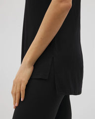 BLACK - Rib Knit V-Neck Tee | Soma
