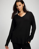 BLACK - Ultrasoft Fleece V-Neck Sweatshirt | Soma