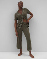 GRAPE LEAF - Solid Piped Crop Pajama Pant | Soma
