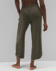 GRAPE LEAF - Solid Piped Crop Pajama Pant | Soma