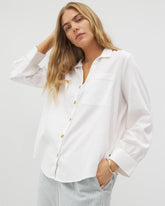 OPTIC WHITE - Beach Cotton Long Sleeve Button-Up | Soma