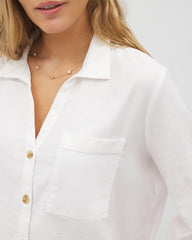 OPTIC WHITE - Beach Cotton Long Sleeve Button-Up | Soma