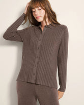 HEATHER COCOA - Button-Up Sweater | Soma