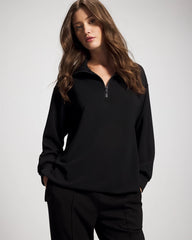 BLACK - Modern Modal Quarter Zip Sweatshirt | Soma