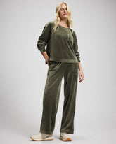 DARK SAGE - Velour Straight Leg Pants | Soma