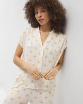 KASHMIR ICON CHAMP - Mandarin Collar Short Sleeve Pajama Top | Soma