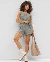 RESTORATION GREEN - Crinkle Knit 5 Inch Short | Soma