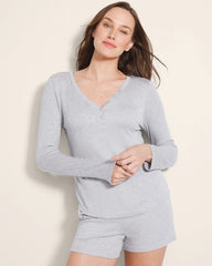 HEATHER OPAL GRAY - Long-Sleeve Pajama Henley | Soma