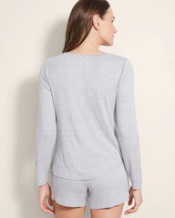 HEATHER OPAL GRAY - Long-Sleeve Pajama Henley | Soma