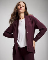 MERLOT - Ultrasoft Fleece Relaxed Button Up Cardigan | Soma