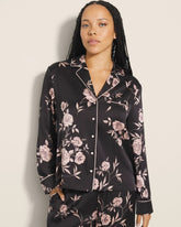 NOSTALGIA FLORA BLACK - Long-Sleeve Notch Collar Pajama Top | Soma