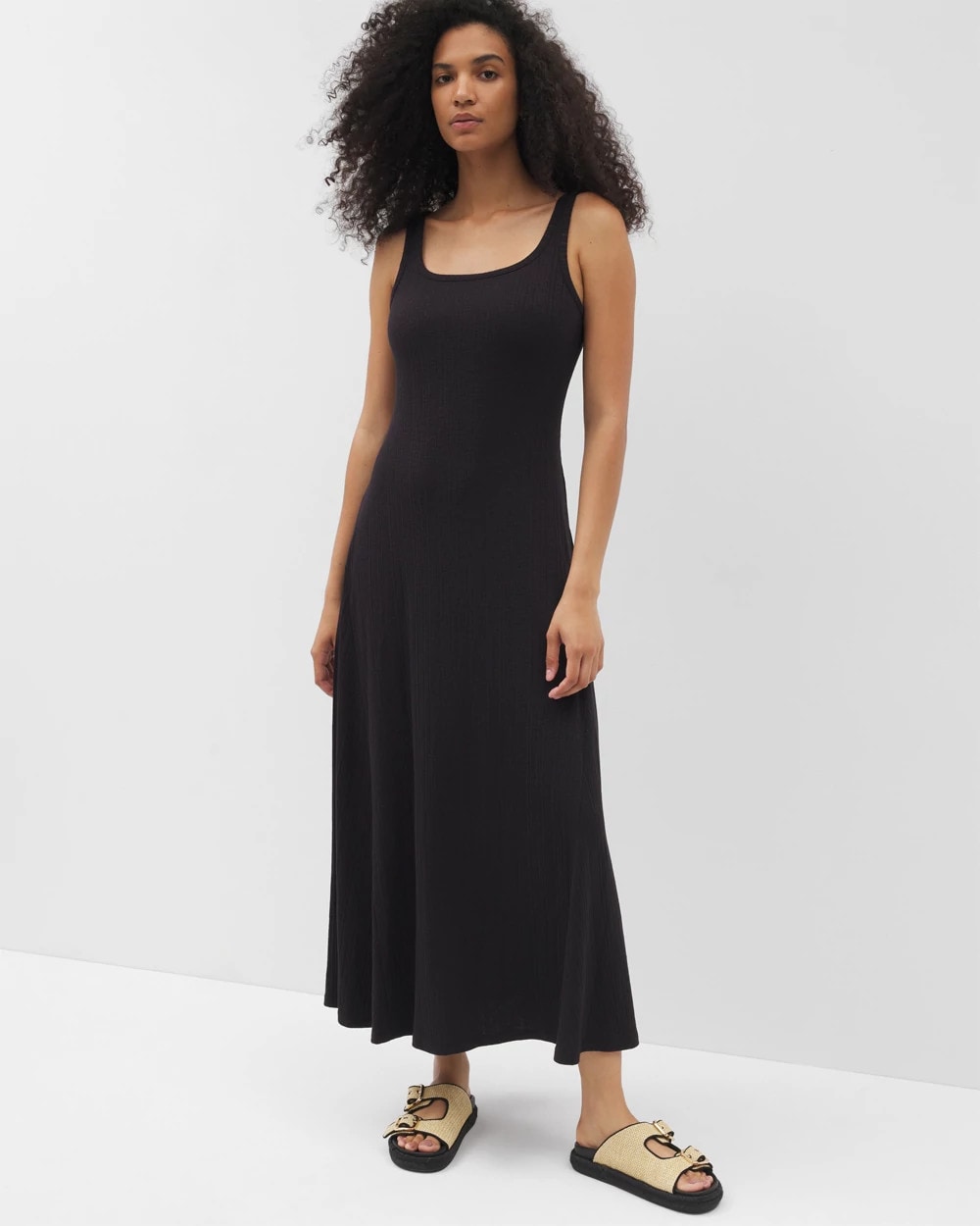 BLACK - Rib Square Neck Lounge Dress | Soma